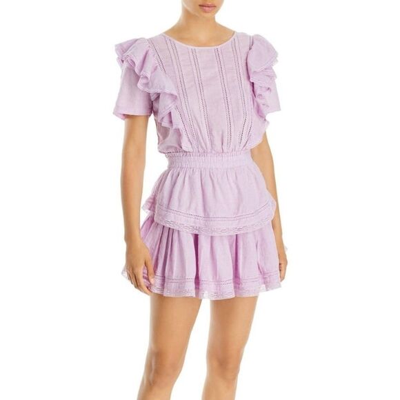 LoveShackFancy Natasha Women’s Dress in Violet Splash Hand Dye. Size P. - Picture 1 of 10
